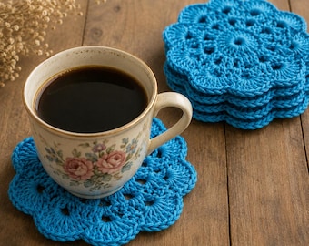 Easy Flower Coaster Crochet Pattern PDF | Spring Flower Mug Rug | Instant Download