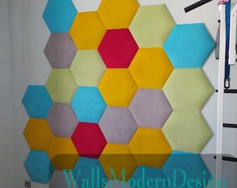 SET Hexagons Headboard soft panels (Upholstered soft bumper, soft wall padding) padded boards, wall cushion, wandkissen, wandpaneele