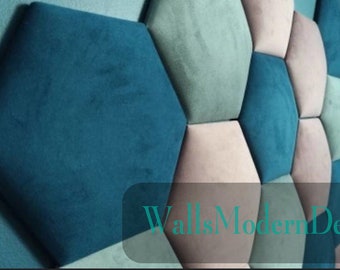 SET Hexagons Headboard soft panels (Upholstered soft bumper, soft wall padding) padded boards, wall cushion, wandkissen, wandpaneele