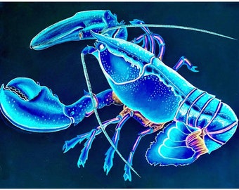Blue Lobster: Ocean inspired colored pencil art - Print
