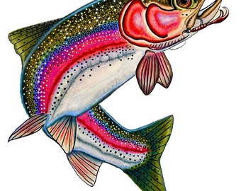 Rainbow Trout: Lake inspired colored pencil art - Print