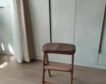 Taburete plegable de madera: silla multifuncional para el hogar, escalera gruesa de tres escalones para aumentar