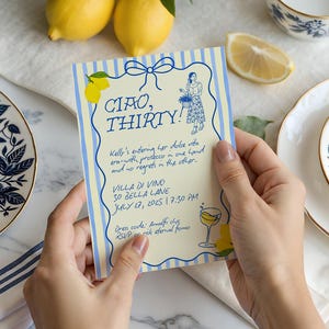 30th Birthday Party Invitation Ciao Bella Handdrawn Invitation Canva Editable Template Amalfi Coast Birthday Invitation Italian Summer Theme