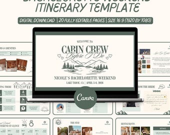 Cabin Bachelorette Itinerary Planner Template Canva Slideshow, Hen Do Party, Camp Bach Weekend Mobile Invitation Cabin Crew Before I Do