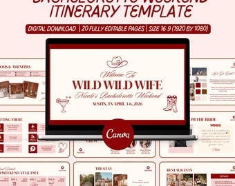 Wild Wild Wife Bachelorette Itinerary Planner Template Canva, Hen Do Party, Last Rodeo Bach Weekend Invitation for Mobile, Powerpoint Slides