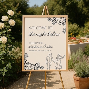 Rehearsal Dinner Welcome Sign Handdrawn Night Before Editable Template Canva Engagement Dinner Party Welcome Sign Minimalist Wedding Shower