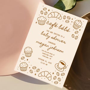Cafe Bebe Coffee Baby Shower Party Invitation Template Love Is Brewing Baby Shower Canva Editable Download Handdrawn Cafe Baby Shower Invite