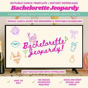 Colorful Bachelorette Jeopardy Handdrawn Canva Editable Game Template Bachelorette Weekend Fun Bach Game Bridal Shower Jeopardy Trivia Games