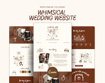 Whimsical Wedding Website Template Canva Handdrawn Wedding Website Invitation Handdrawn Aesthetic Wedding Website RSVP Quirky Save The Date