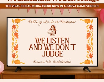 We Listen And We Don't Judge Fall Bachelorette Party Game Autumn Theme Viral Tiktok Trending Game Hen Party Drinking Game for Girls Night