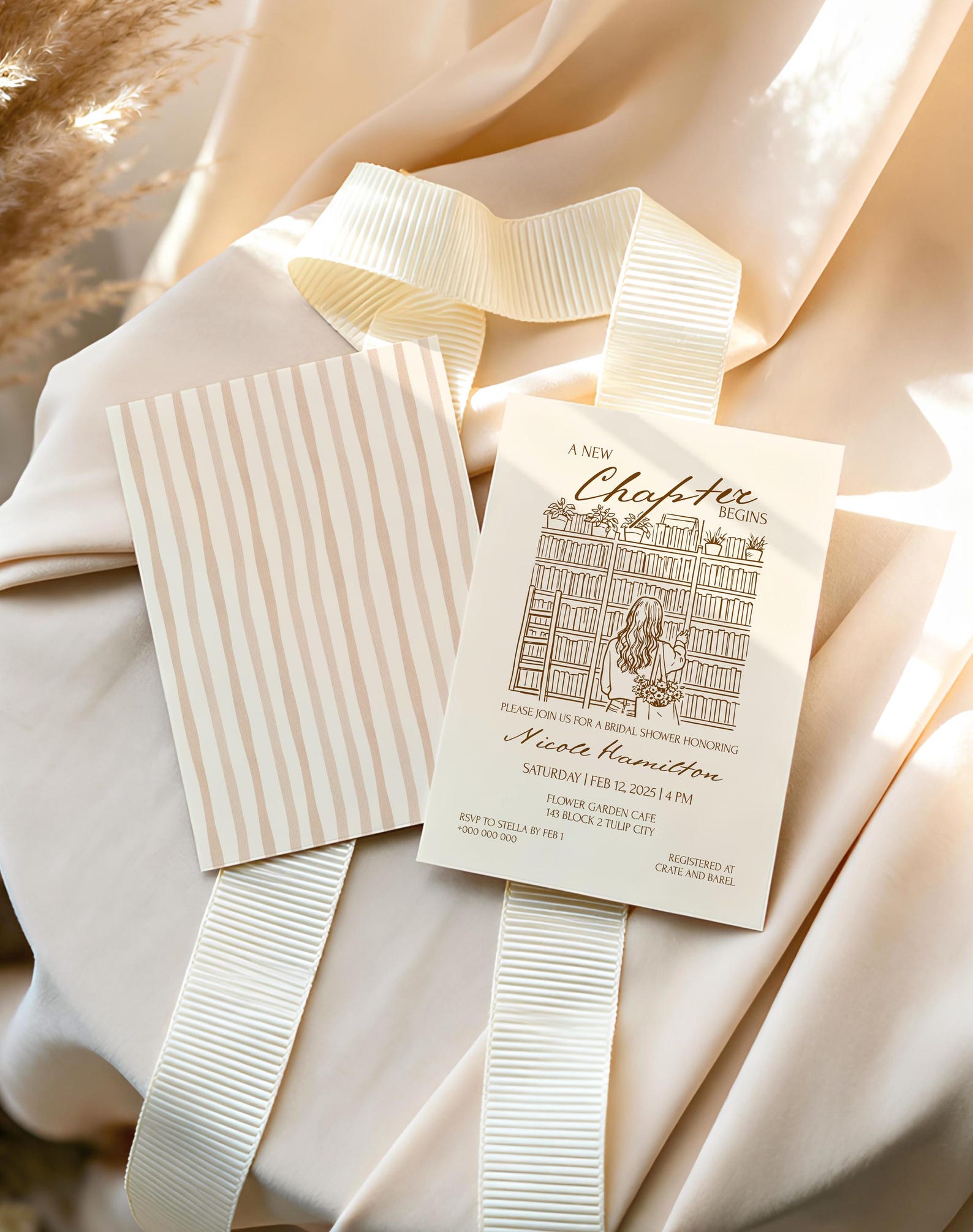 A New Chapter Begins Bridal Shower Invitation Template, Canva Editable ...