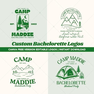 Camping Bachelorette-logotyppaket, anpassad Bach Weekend-logotyp, Canva, redigerbar Bachelorette Svg Png, lägertema, nedladdning, sista spåret före slöjan