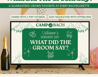 What Did The Groom Say Camp Bachelorette Party Game Camp Theme Bridal Shower Games Editable Canva Template Fun Hen Party Game Bride To Be