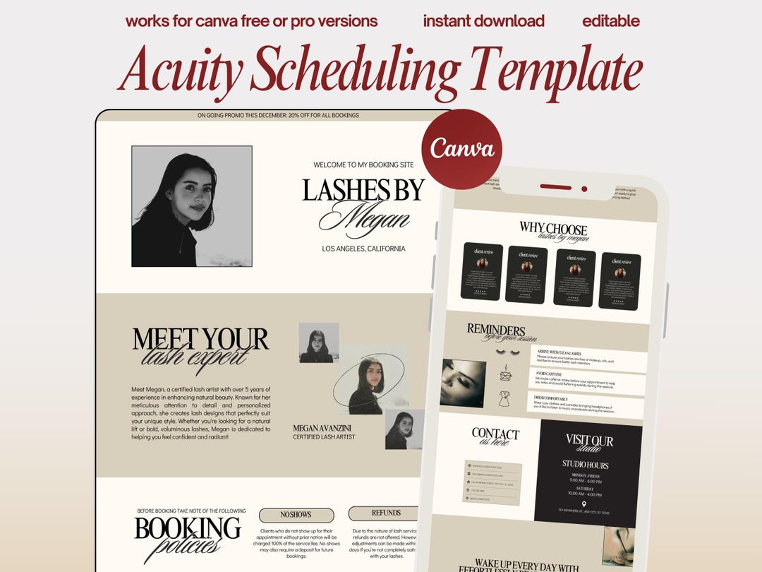 Lash Tech Acuity Scheduling Template DIY Acuity Template, Minimalist ...
