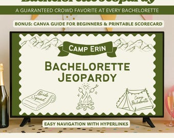 Bachelorette Jeopardy Camp Bachelorette Party Game Camp Theme Bridal Shower Games Editable Canva Template Fun Hen Party Game Bride To Be