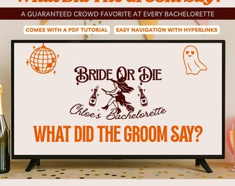 What Did The Groom Say Bride Or Die Spooky Bachelorette Drinking Game Canva Template Halloween Bachelorette Til Death Do Us Party Hen Party