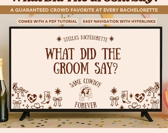 Last Rodeo What Did The Groom Say Nashville Bachelorette Party Games Cowgirl Bachelorette Editable Canva Template Fun Hen Party Games