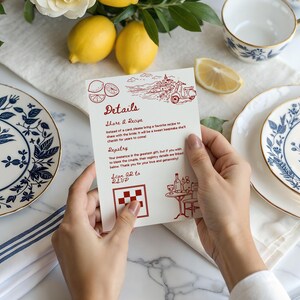 That's Amore Bridal Shower Invitation Template Handdrawn, Canva Editable Italian Summer Themed Brunch Party Invite, Ciao Bella, Red Stripes image 11
