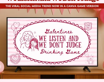 Jogo divertido para o Dia das Amigas, Jogo de bebida "Nós ouvimos e não julgamos", Jogo para festa de Dia dos Namorados, Atividade para o Dia das Amigas, Jantar de Feliz Dia das Amigas