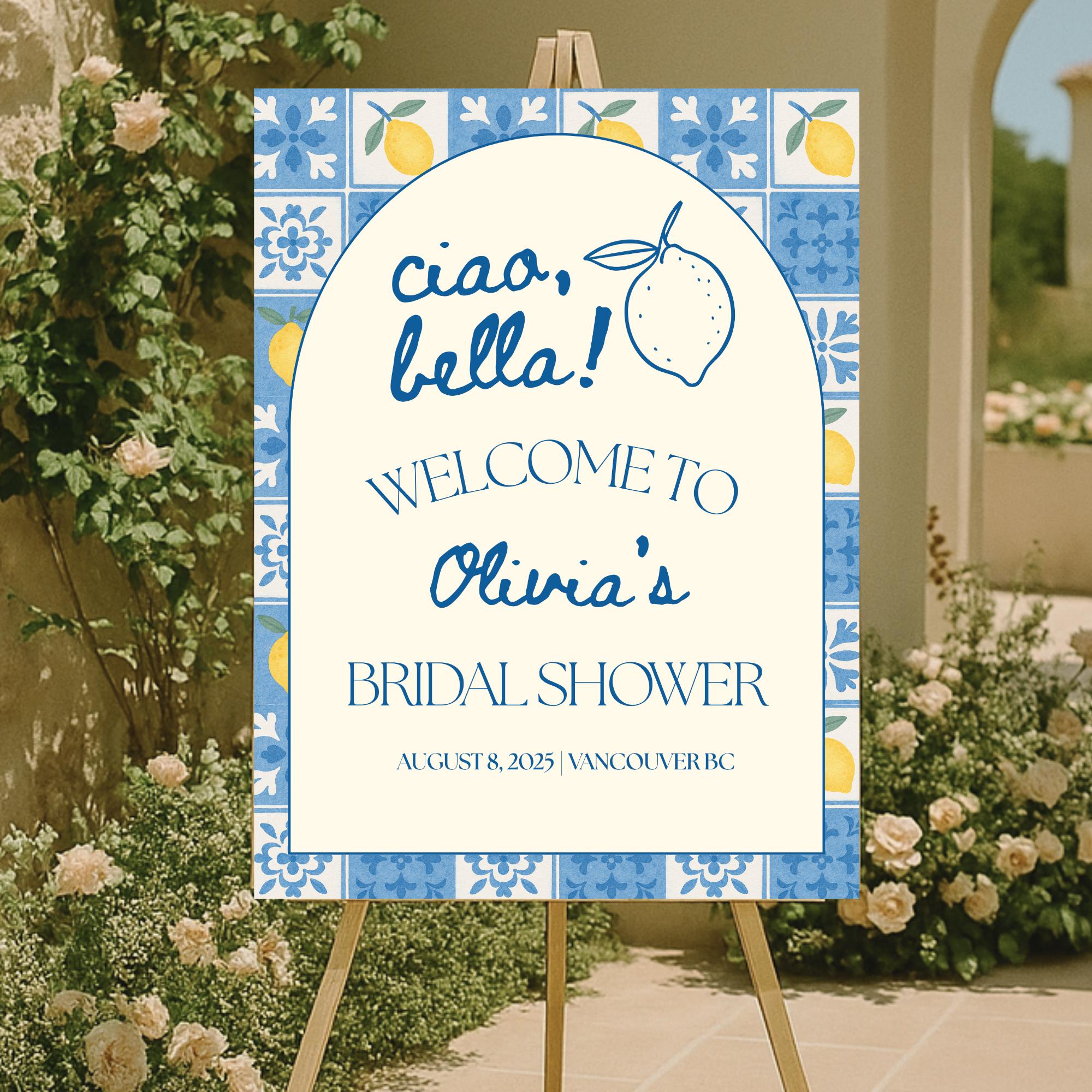 Amalfi Coast Inspired Welcome Sign Italian Summer Bridal Shower Ciao ...