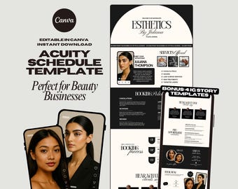 Acuity Scheduling Template Esthetician Canva Booking Site DIY Acuity Banners Modern Black and White Esthetician Appointment Page IG Story