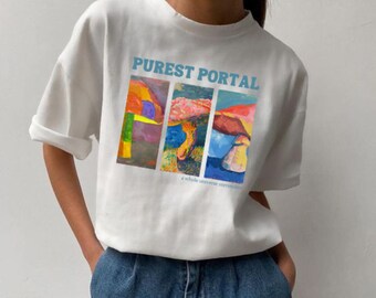 Purest Portal | Oversized faded t-shirt Unisex Cotton Tee Trendy T-Shirt Design Oversized Vintage t-shirts Henri Matisse Style Mushrooms