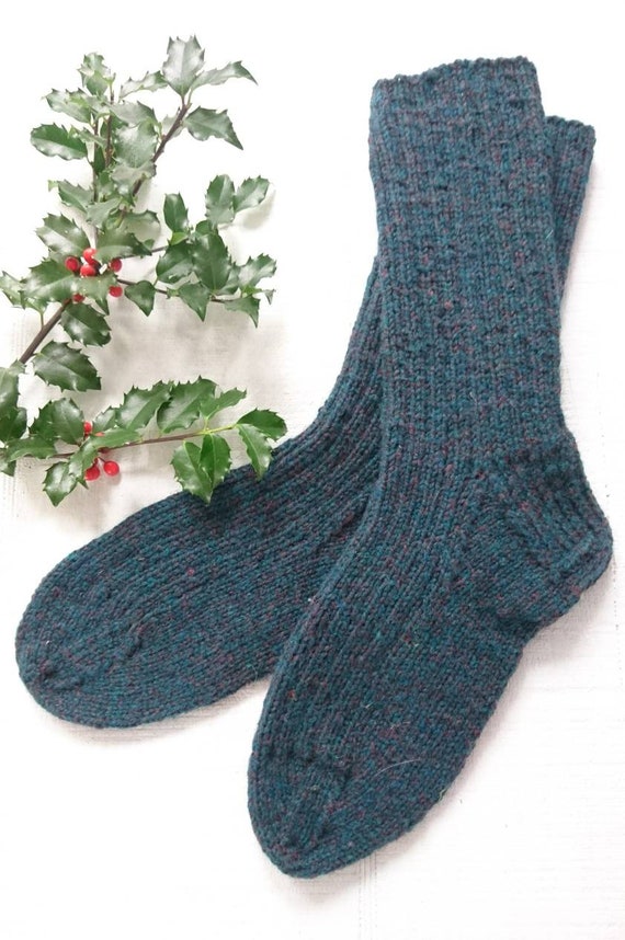 Thick Warm Medium Hand Knit Traditional Adult Wool Boot Socks Briggs and Little Yarn Grape