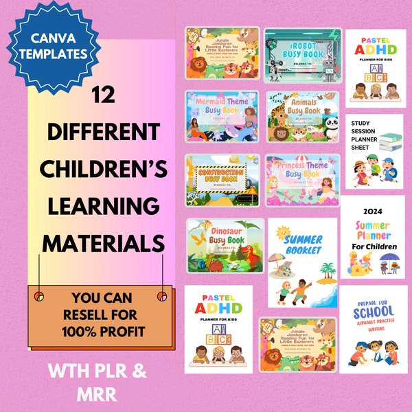 Learning Materials for Children | 12 Busy Books/Learning Activity Books | With Planner for Kids | Educational | Toddlers | With PLR & MRR |