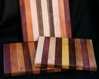 cutting board/chopping block made of many different woods. 8 x 8.5".  i will pick one out and send it to you