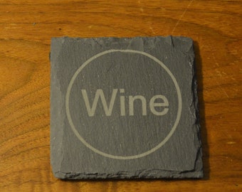 Custom Engraved Slate Coaster - Wine