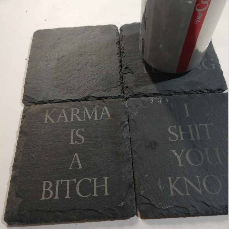 being an adult is highly overrated slate coaster. image 4