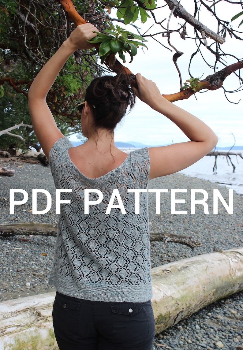 PDF pattern  lace knitting pattern  knit shirt pattern  image 0