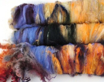 Textured, Chunky Carded Art Batts + Locks - Clifftops - 3.7 ounces - For Spinning or Felting