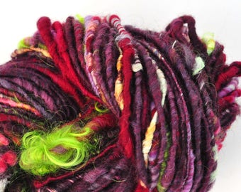 Handspun Yarn - Lovingly Spun - Exotic Bloom - Super Bulky Corespun Single - 64 Yards