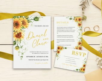 Wedding Invitation Template, Floral Wedding Invitation, Minimalist Digital Events Template, Editable Wedding Invitation Set, Digital Wedding