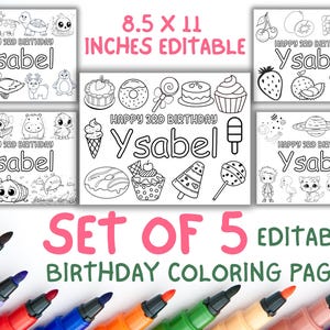 Editable Birthday Coloring Pages, Birthday Coloring Page For Kid, Printable Custom Birthday Coloring Sheet, Birthday Activity Sheet Editable