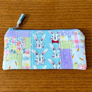 春のうさぎパッチワークペンシルジッパーポーチコスメポーチ