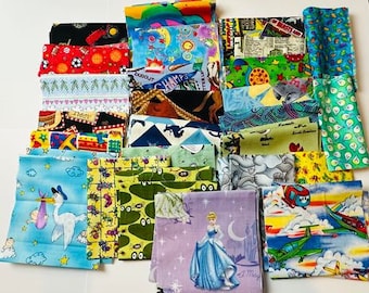 6" Wide Novelty Cotton Fabric Scraps Bundle 1 Pound