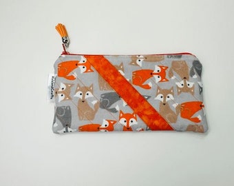 Foxes Quilted Zipper Pouch