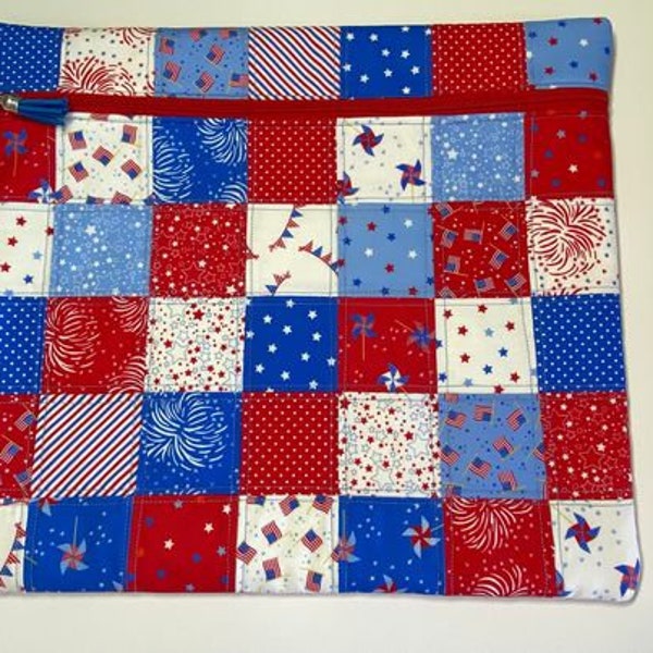Red White + Blue Large Cross Stitch Project Bag