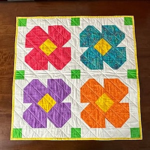 Flower Patch Mini Quilt Wall Hanging or Table Topper