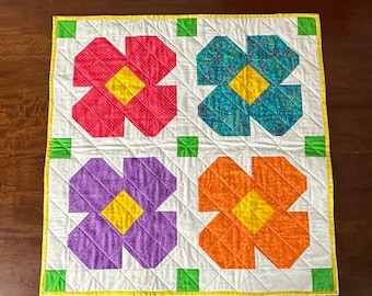 Flower Patch Mini Quilt Wall Hanging or Table Topper