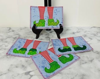 Elf Legs Christmas 2023  Quilted Fabric Postcards