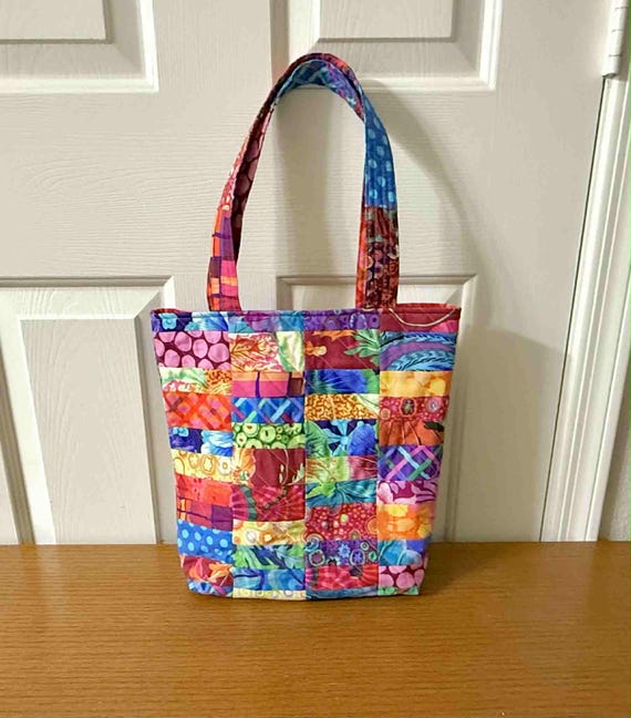 Patchwork Quilted Tote Bag: Handmade Cotton Reusable Shopping Bag