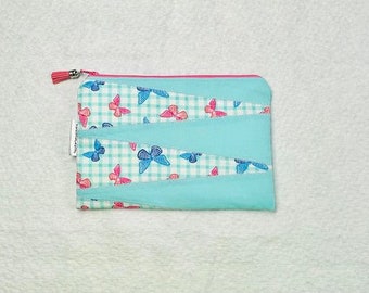 Aqua and Butterfly Wedges Zipper Pouch