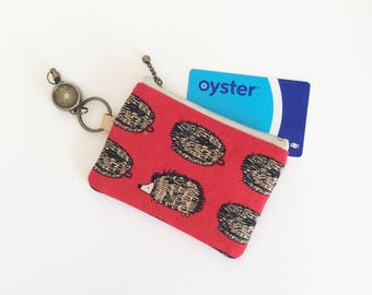 Travel pass case (hedgehog and scrubbrush in red)