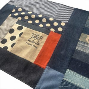 Embroidered Portable Patchwork Dog Mat |  Small Dog Blanket |French bulldog