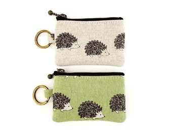 Key/coin purse  - hedgehog natural or green