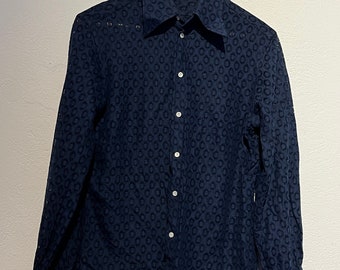 Vintage dark blue see through long sleeve shirt