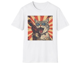 Camiseta Softstyle unisex gato enojado